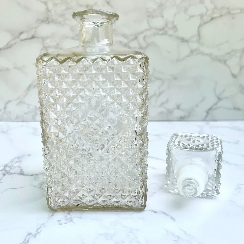 Vintage 1960s I.W. Harper Diamond Point Clear Cut Scotch Rye Liquor Decanter